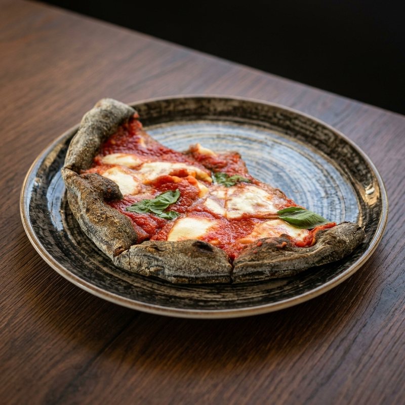 Caterina – pizza margherita con impasto al carbone vegetale